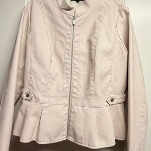 Baccini Light Pink Peplum Zip-Front Faux Leather Jacket